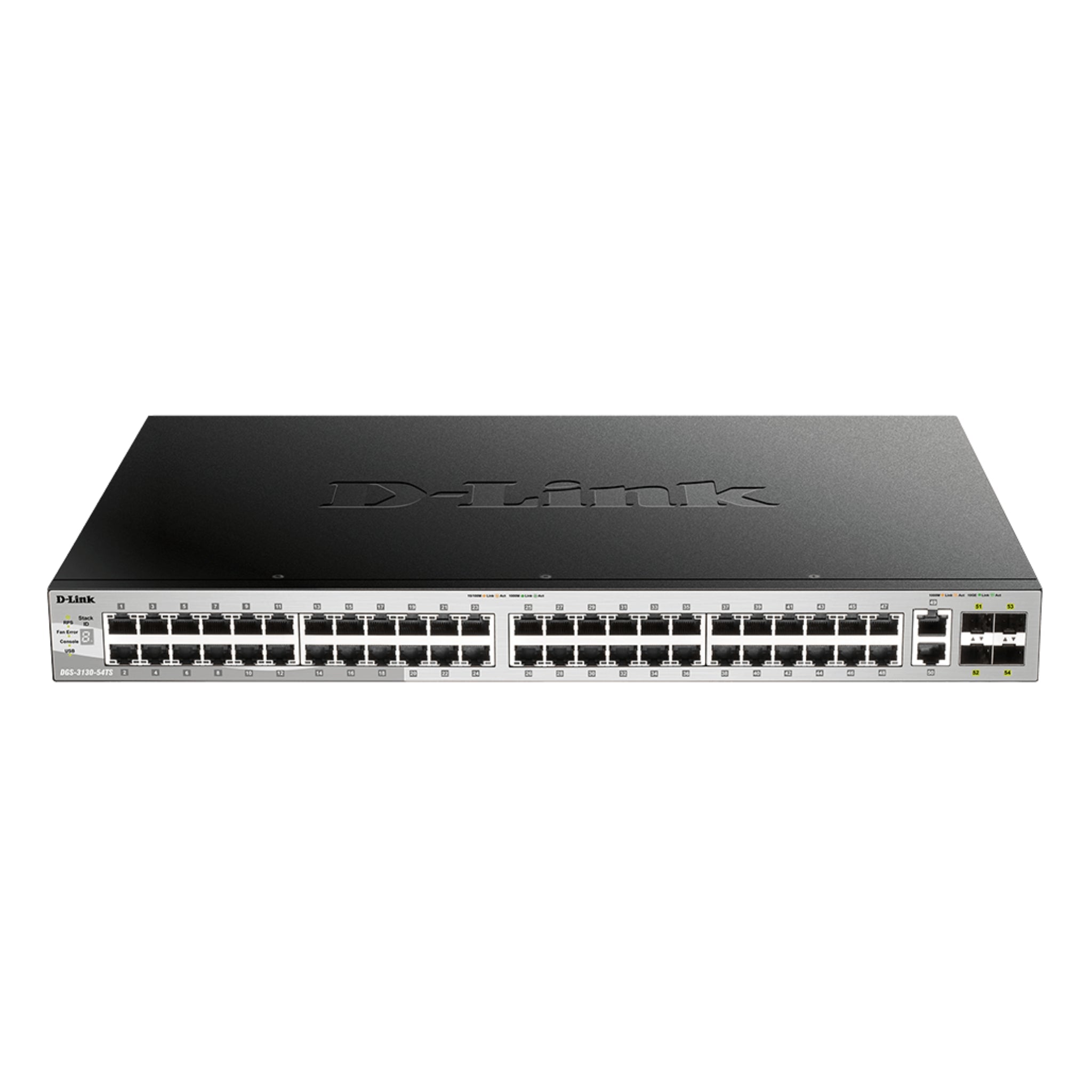 D-Link DGS-3130-54TS 48 10/100/1000BASE-T ports + 2 10GBASE-T ports + 4 10G SFP+ ports, L3 Stackable Managed Switch